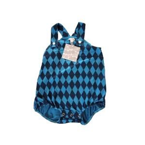 Kate‎ Quinn Bamboo bubble Romper 12-18M Blue Diamond New With Tags